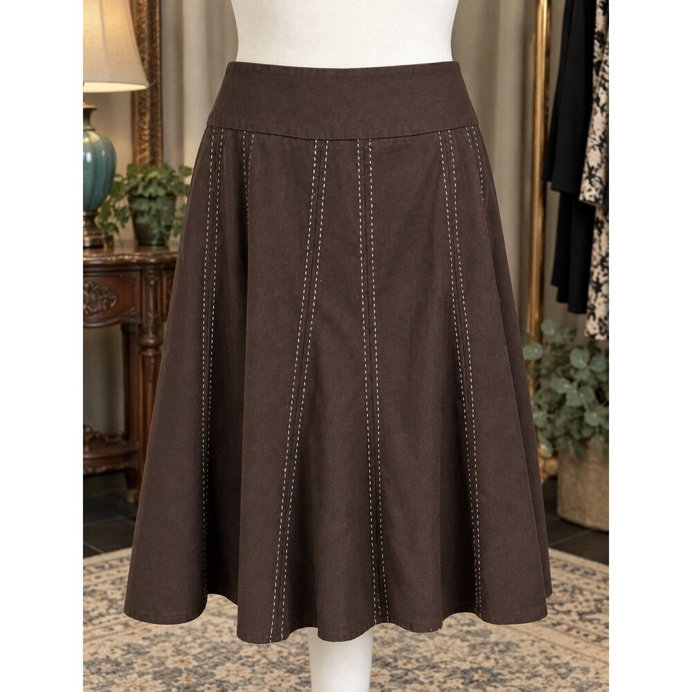 New York Clothing Co. Size 12 Womenβs Brown A-Line Skirt 33β Waist 24β L